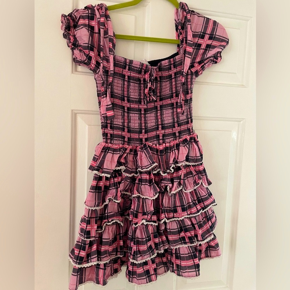 Amy Jane London Pink Plaid Ruffle Couture Dress